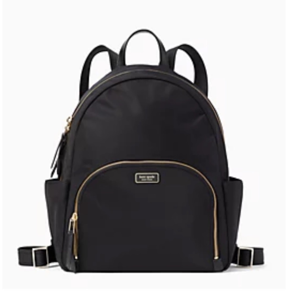 Kate Spade Dawn Large Black Backpack with Gold Zipper